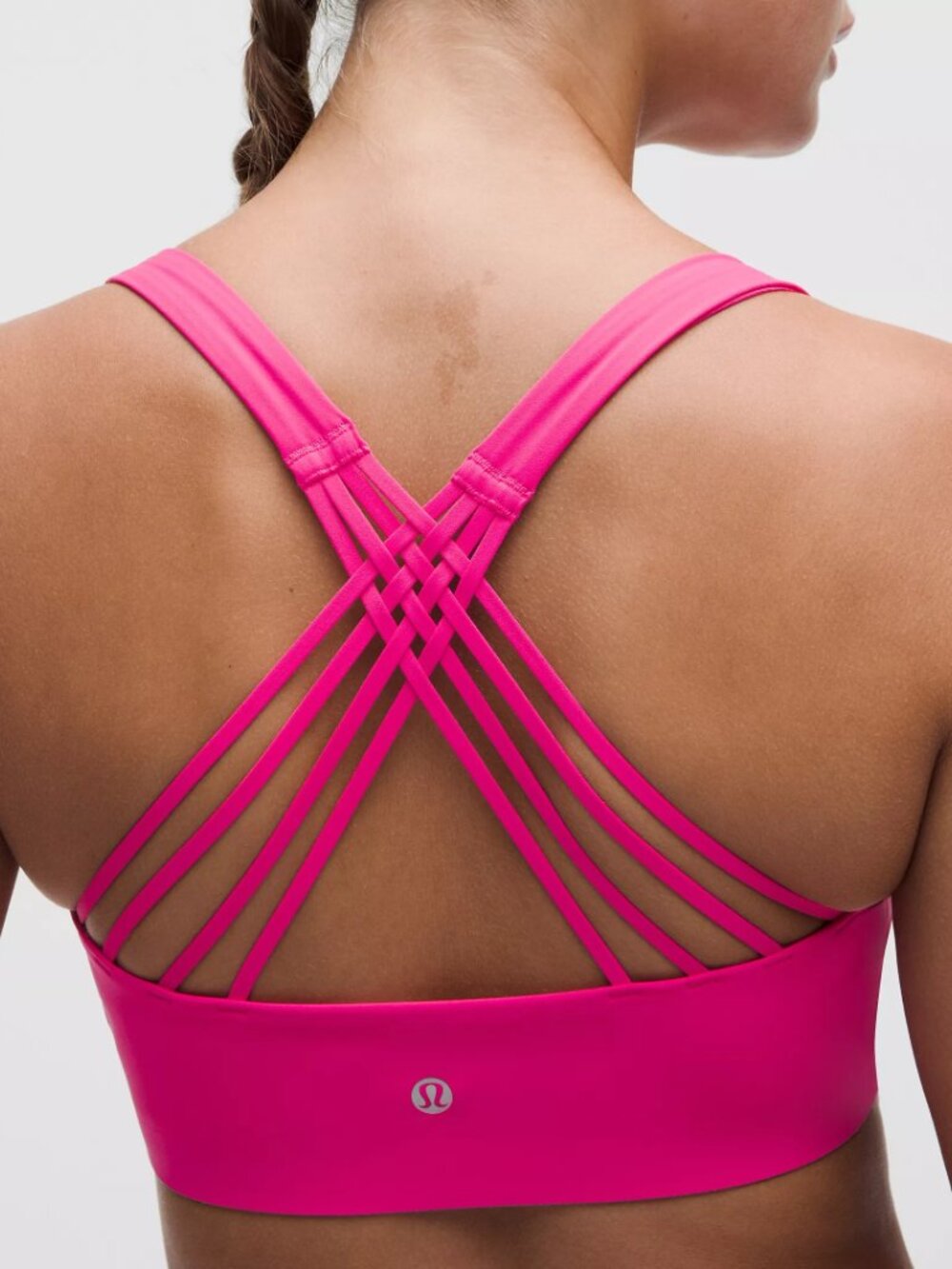 FlexyFlex Strappy Yoga Bra Women’s L/XL Flamingo Pink Light Support Pilates